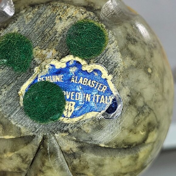 Vintage Italian Alabaster Carved Owl Figurine Stone Sculpture Italy Round Bird - Picture 3 of 7